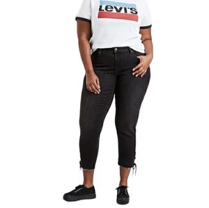 Levis 711 Womens Mid Rise Skinny Ankle Lace Up Jeans Plus Size 20W Black NWT